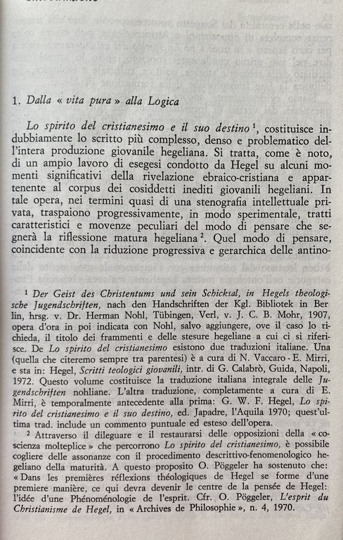 DIALETTICA COME DESTINO. HEGEL E LO SPIRITO DEL CRISTIANESIMO