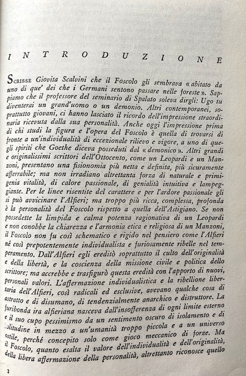 OPERE DI UGO FOSCOLO. (Versi dell'adolescenza, Versi giovanili, Odi, Sonetti, …