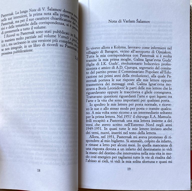 PAROLE SALVATE DALLE FIAMME. LETTERE 1952-1956. RICORDI DI V. SALAMOV