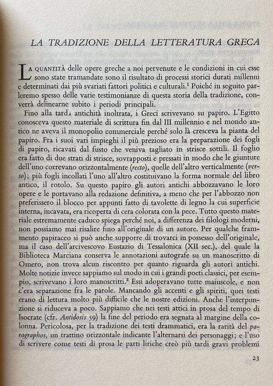 STORIA DELLA LETTERATURA GRECA. VOLUME 1: DAGLI INIZI A ERODOTO, …