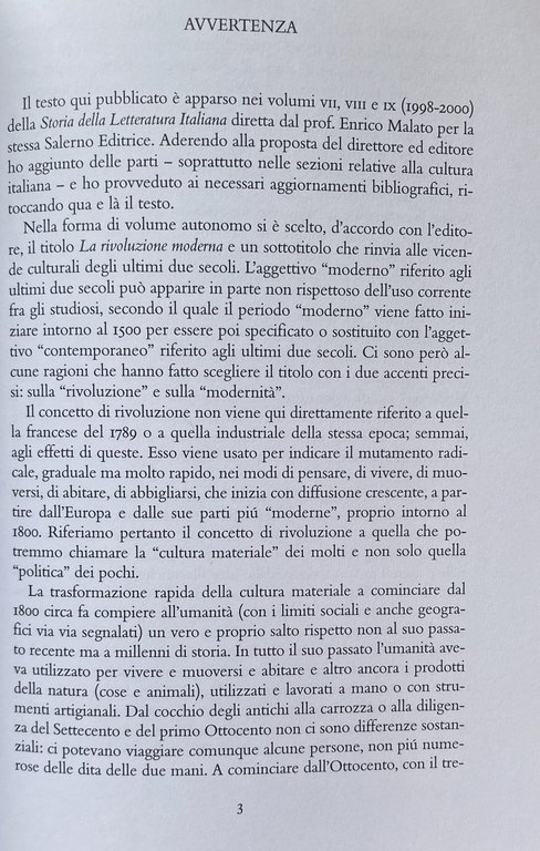 LA RIVOLUZIONE MODERNA. VICENDE DELLA CULTURA TRA OTTO E NOVECENTO