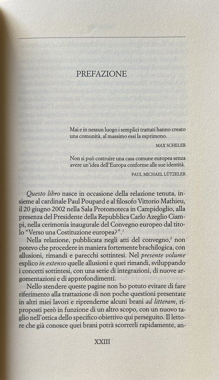 RADICI CULTURALI E SPIRITUALI DELL'EUROPA. PER UNA RINASCITA DELL'UOMO EUROPEO