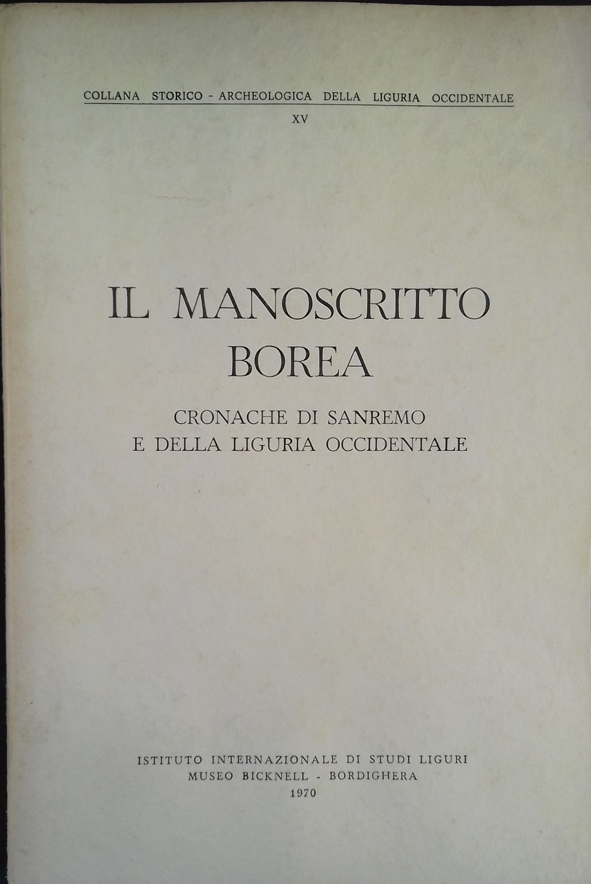 Il manoscritto Borea ( cronache di Sanremo e della Liguria …