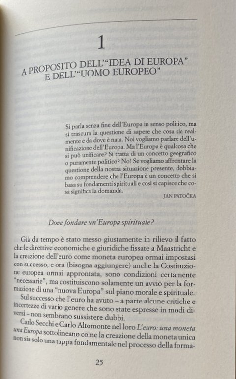 RADICI CULTURALI E SPIRITUALI DELL'EUROPA. PER UNA RINASCITA DELL'UOMO EUROPEO