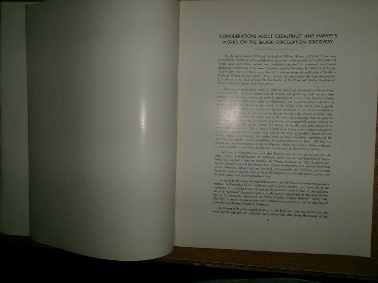 Considerations about Cesalpinus' and Harvey's works on the blood circulation...