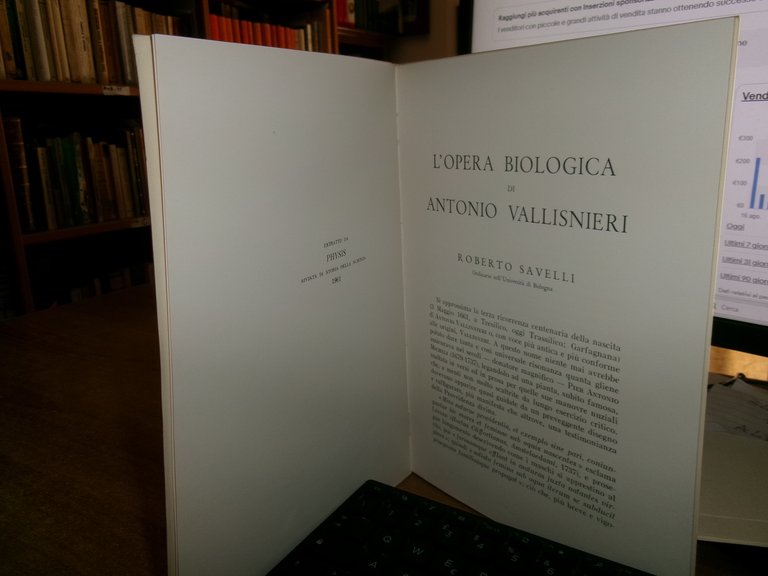 L' OPERA BIOLOGICA di ANTONIO VALLISNIERI. ROBERTO SAVELLI 1961