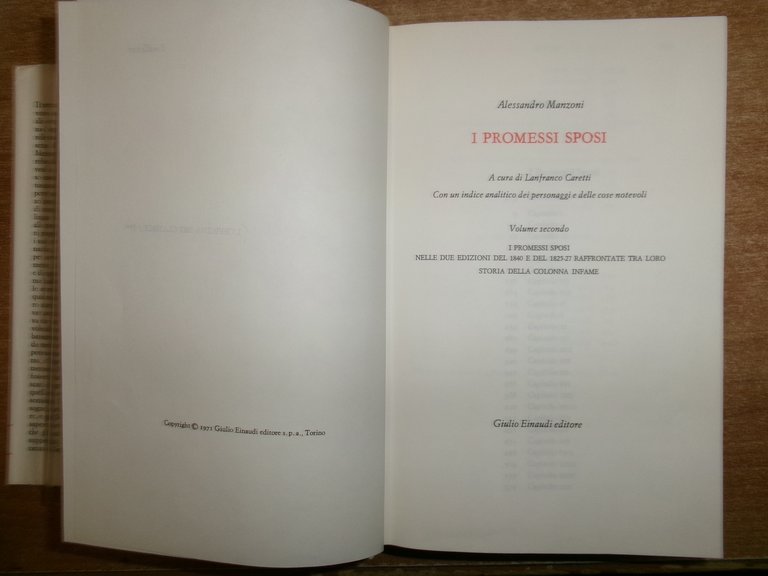 ALESSANDRO MANZONI. I Promessi Sposi...Fermo e Lucia... appendice...Einaudi 1971