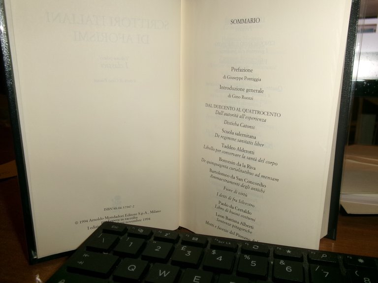 Scrittori Italiani di Aforismi. Volume Primo I CLASSICI. Meridiani 1994