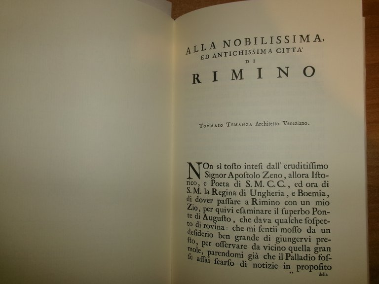 Delle Antichità di Rimino Libri Due. TOMMASO TEMANZA. Ristampa... 1996