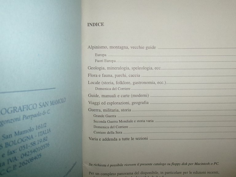 Libri di Montagna... Bologna, Studio Bibliografico San Mamolo, 1996/97