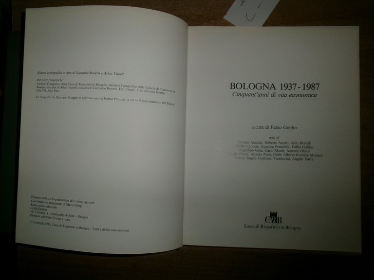 BOLOGNA 1937-1987. Cinquant' anni di vita economica a cura di …