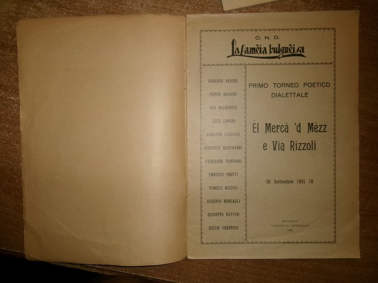 (Bologna) AA. VV. Concorso di Poesia Bolognese. El Mercà d …