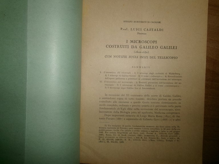 I MICROSCOPI costruiti da GALILEO GALILEI (1610-1630). CASTALDI LUIGI 1942
