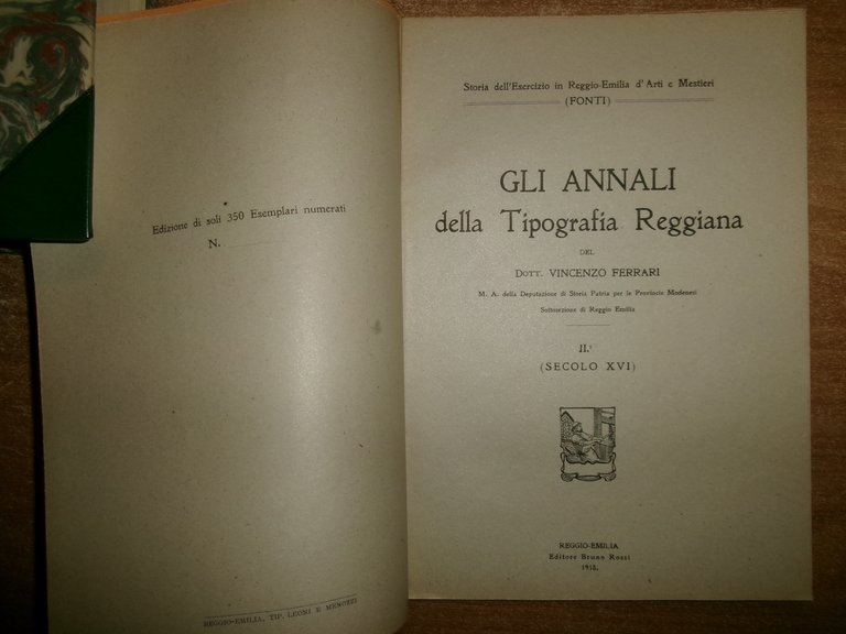 ANNALI della Tipografia Reggiana del Dott. Vincenzo Ferrari 1919