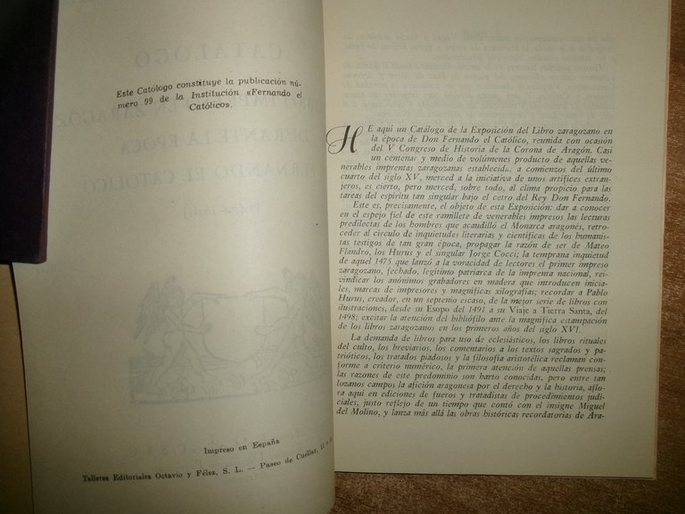 CATÁLOGO DEL LIBRO IMPRESO EN ZARAGOZA DURANTE LA ÉPOCA DE …