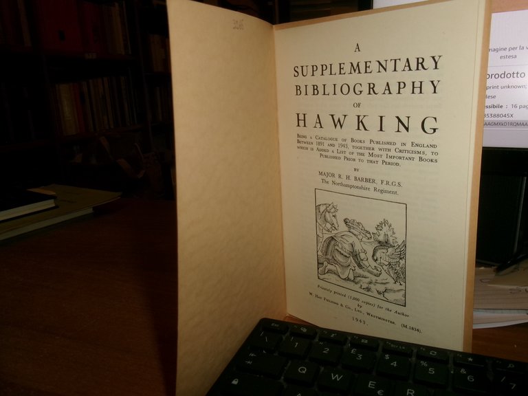 Supplementary Bibliography of Hawking by MAJOR R. H. BARBER... 1943