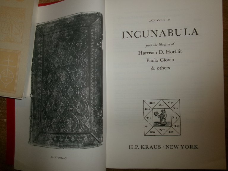 INCUNABOLA Catalogue 154 - 209. New York, H.P. KRAUS 1998