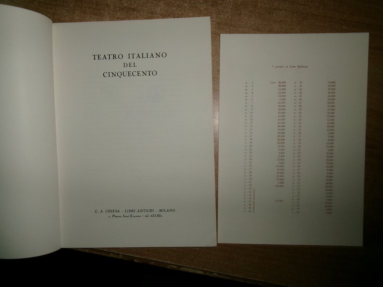 TEATRO Italiano del Cinquecento. CARLO ALBERTO CHIESA s.d. anni '50