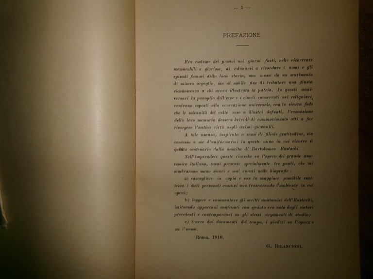 L' Opera Anatomica di BARTOLOMEO EUSTACHI. Guglielmo Bilancioni 1910