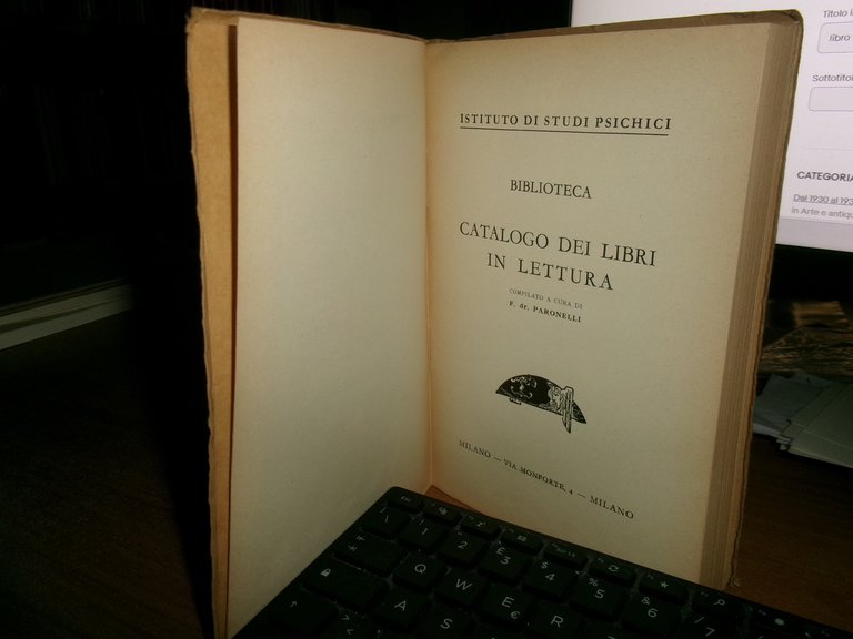 BIBLIOTECA Catalogo dei Libri in lettura. F. dr. PARONELLI (s.d. …