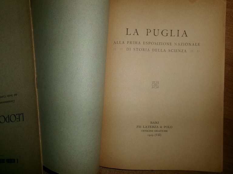 La PUGLIA alla prima Esposizione Nazionale di Storia della Scienza …