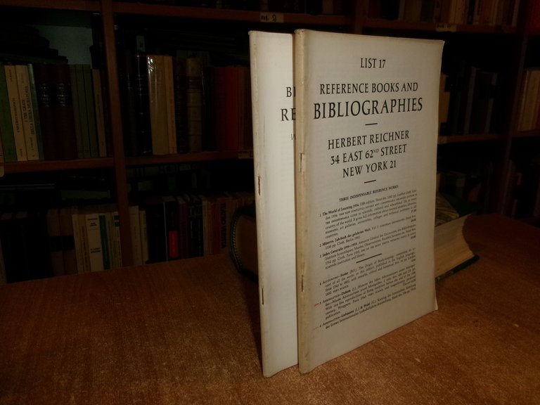 (2 cataloghi) Reference Books and BIBLIOGRAPHIES. HERBERT REICHNER c. 1952