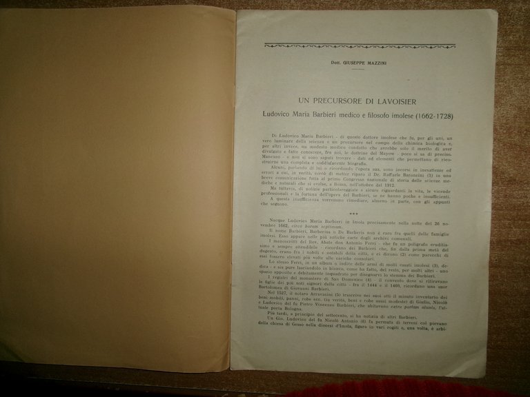 Un Precursore di LAVOISIER Ludovico Maria Barbieri... GIUSEPPE MAZZINI 1941
