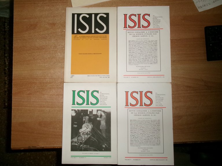 4 volumi ISIS. An International Review Devoted to The History …