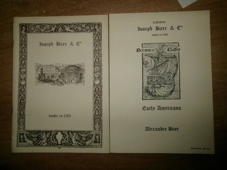 2 cataloghi Librairie JOSEPH BAER & Co