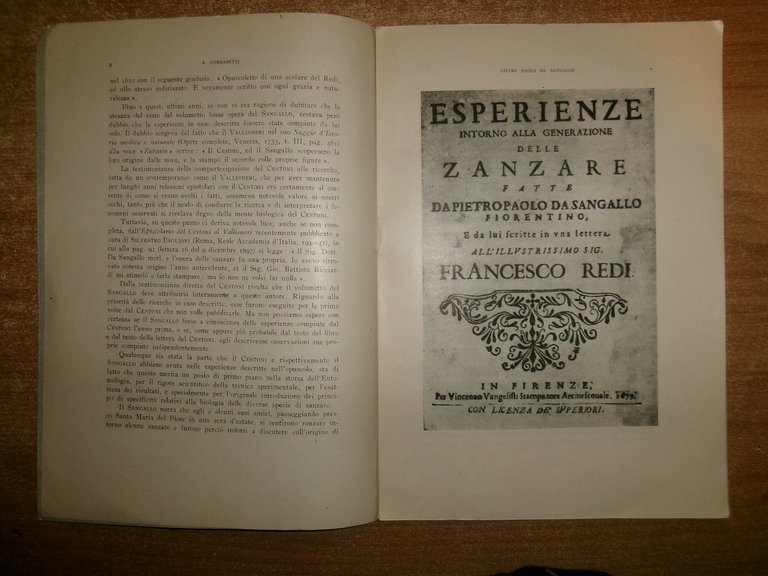 Pietro Paolo da Sangallo e le sue esperienze...delle zanzare. AUGUSTO …