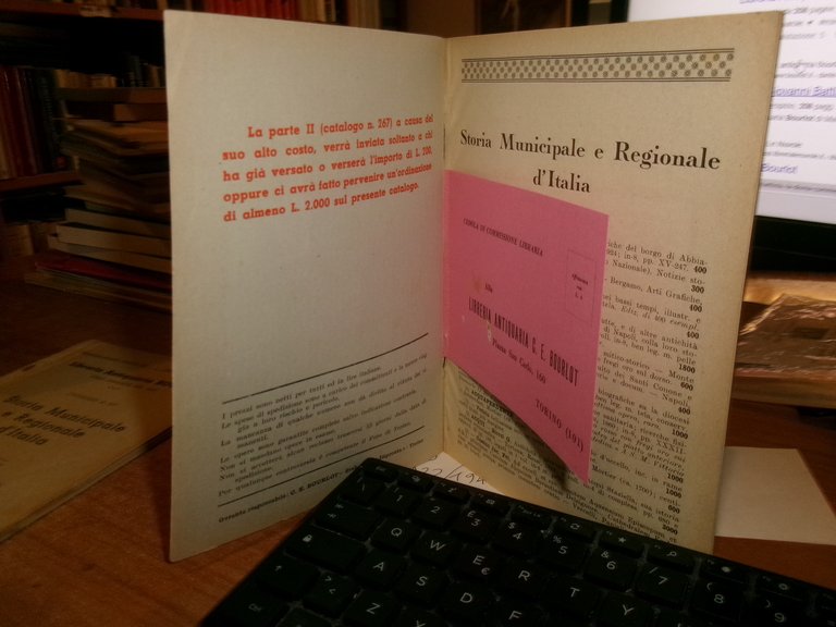 3 cataloghi. Storia Municipale d' Italia. Parte I-II... n° 266/267/208 …