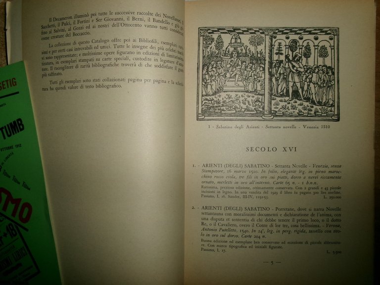 CATALOGO di NOVELLIERI ITALIANI. Antiquariato Garzanti, 1947.