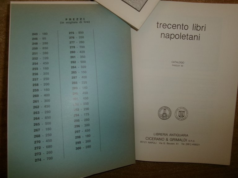 10 cataloghi della Libreria Antiquaria GRIMALDI & C. Napoli, 1988/90