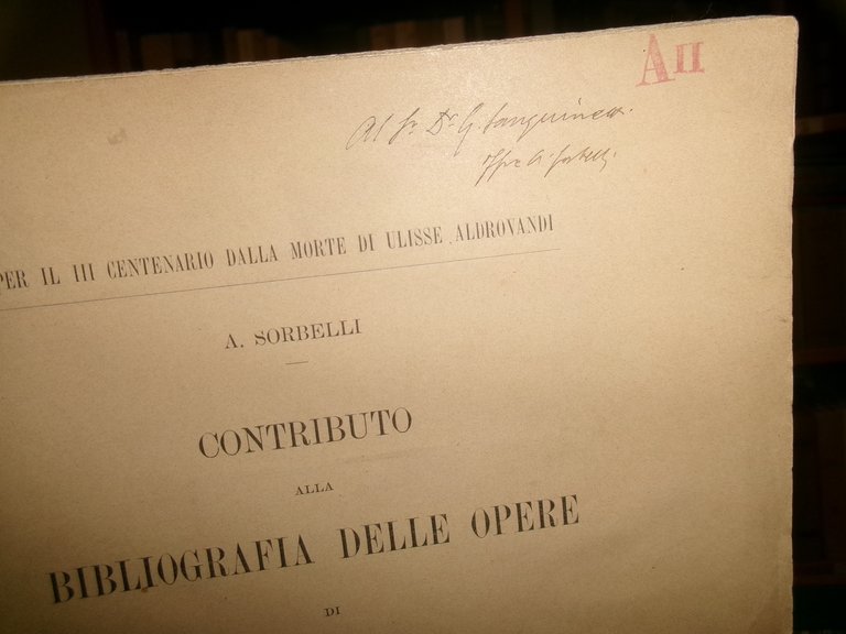Contributo alla BIBLIOGRAFIA DELLE OPERE di ULISSE ALDROVANDI. A. SORBELLI …