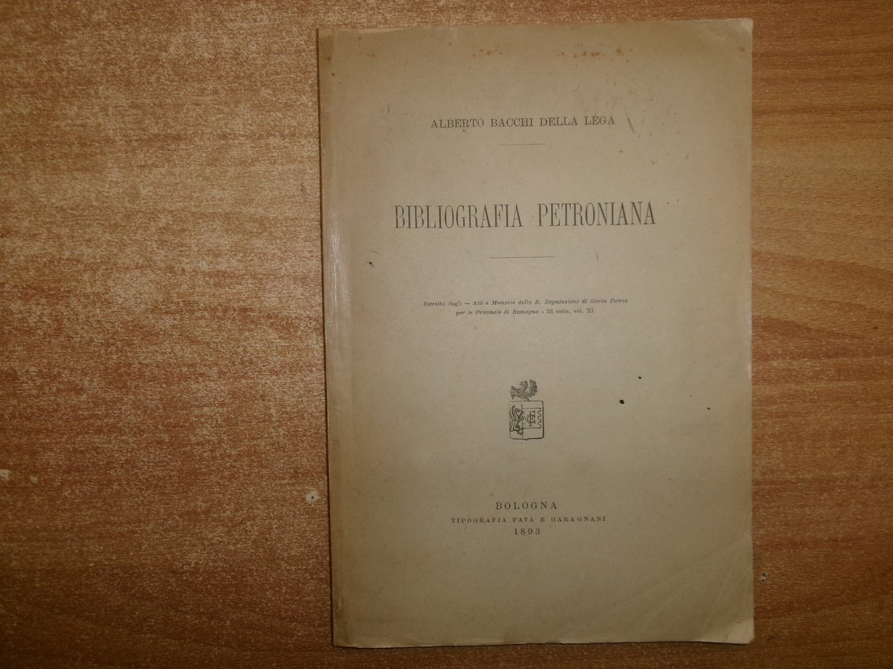 BIBLIOGRAFIA PETRONIANA. Alberto Bacchi Della Lega 1893