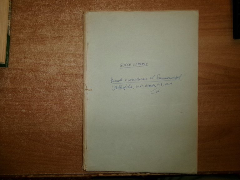 ROCCO LORENZO. Giunte e correzioni al Sommervogel... s.d. (c. 1930)