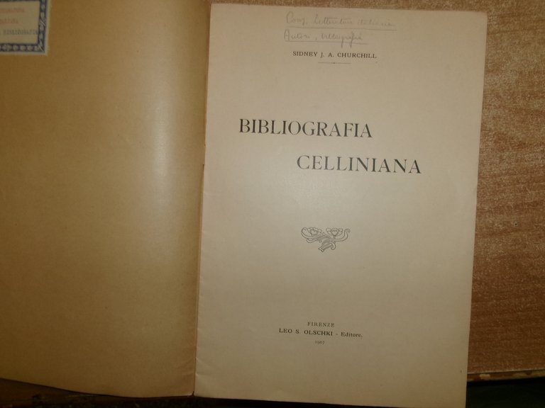 BIBLIOGRAFIA CELLINIANA. Sidney J. A. Churchil 1907