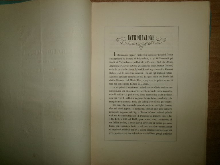 BIBLIOGRAFIA degli Statuti della Provincia di Treviso. DOTT.FRANCESCO FERRO 1858