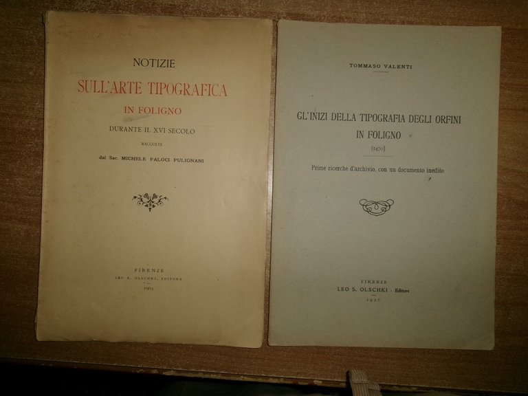 Sull' Arte Tipografica in FOLIGNO. Tipografia degli ORFINI...VALENTI/FALOCI 1903