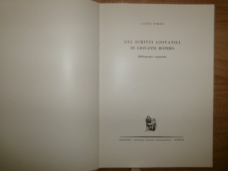 Gli Scritti Giovanili di GIOVANNI BOTERO. LUIGI FIRPO 1960