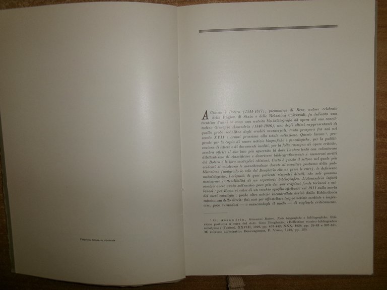 Gli Scritti Giovanili di GIOVANNI BOTERO. LUIGI FIRPO 1960