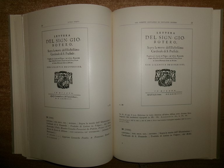 Gli Scritti Giovanili di GIOVANNI BOTERO. LUIGI FIRPO 1960