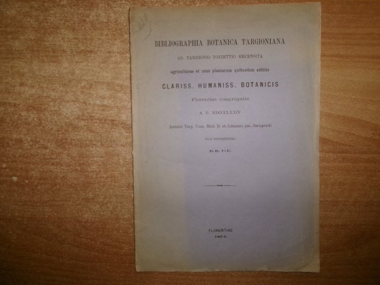 BIBLIOGRAPHIA BOTANICA TARGIONATA Ad. TARGIONIO TOZZETTIO RECENSITA... 1874