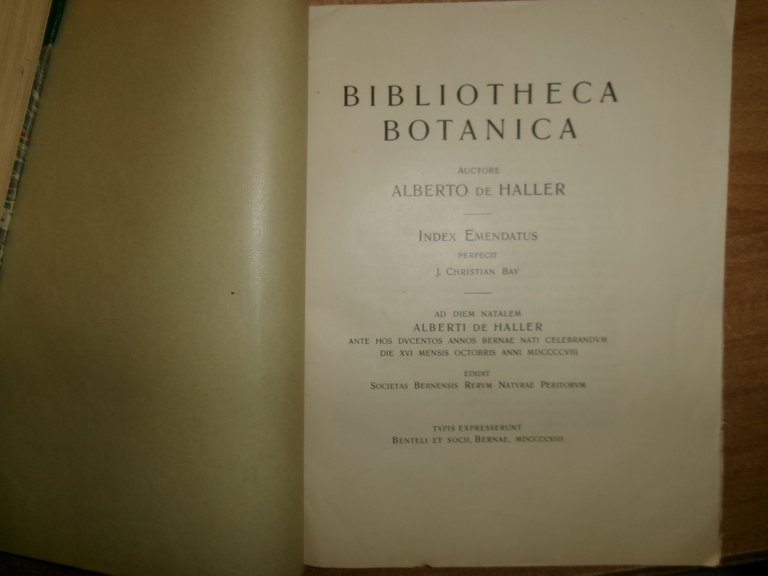 BIBLIOTHECA BOTANICA Auctore ALBERTO De HALLER Index Emendatus... 1908