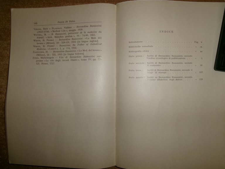 Bibliografia di BERNARDINO RAMAZZINI con dedica... PERICLE DI PIETRO 1977