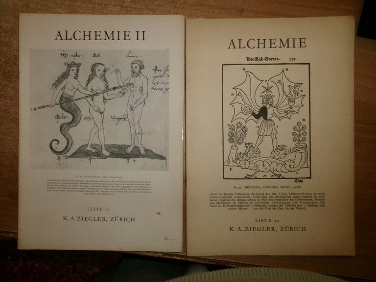 ALCHEMIE ALCHIMIA 2 cataloghi di K. A. ZIEGLER, ZURICH