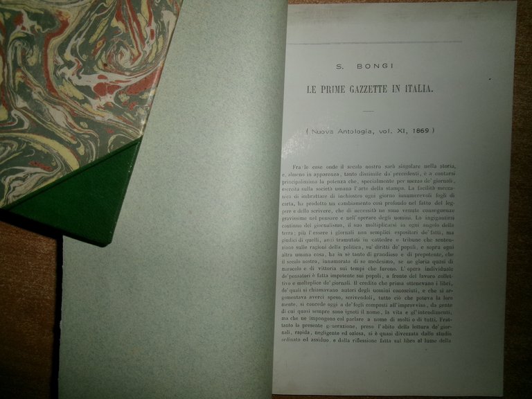 S. BONGI. Le prime Gazzette in Italia (estratto fotocopiato)