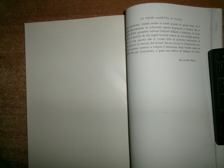 S. BONGI. Le prime Gazzette in Italia (estratto fotocopiato)