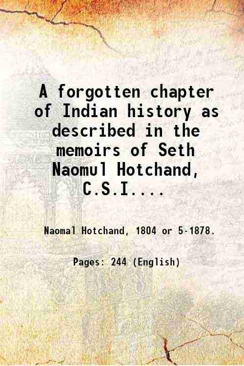A forgotten chapter of Indian history as described in the …