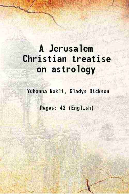 A Jerusalem Christian treatise on astrology 1909 | Immagine principale